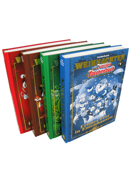 Lustiges Taschenbuch Weihnachten Nr. 1 - 4 + Sammelschuber